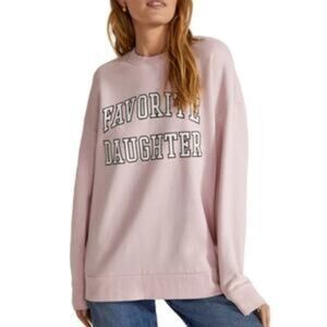 Favorite Daughter Crewneck Sweatshirt Light Pink Size Small Spellout Cozy Preppy